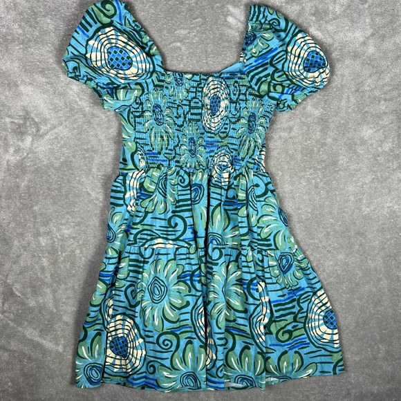 House of Harlow 1960 Dress Womens Small Blue Tropical Beach Smock Linen Mini - Picture 10 of 10